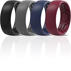 ThunderFit Men's Patterned Silicone Rings, 8mm Wide