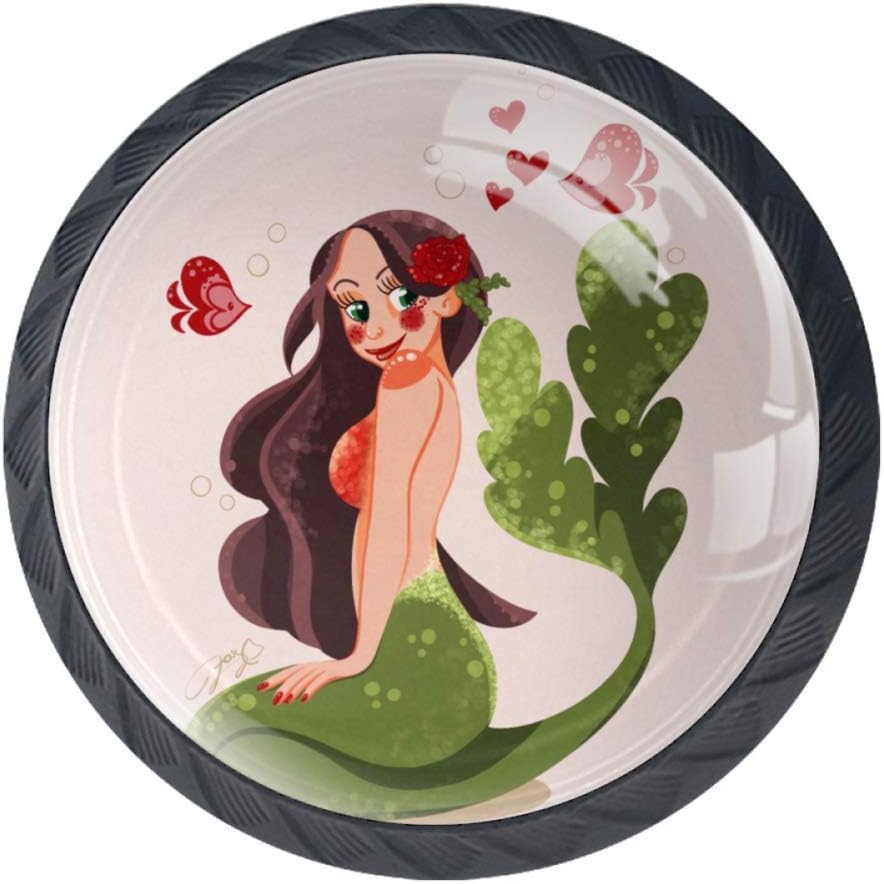 perilla circular para cajón o cajón, diseño de sirena, 4 unidades