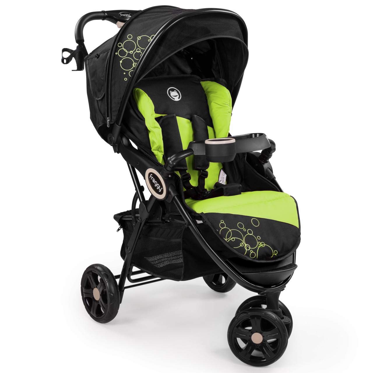 Froggy® Kinderbuggy DINGO Kinderwagen Buggy Jogger ultraleicht 5-Punkt-Sicherheitsgurt kompakt zusammenklappbar Liegefunktion Sonnenverdeck LIME