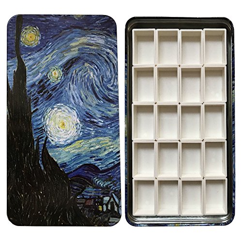 HOME AID Artist Empty 20 Pcs Whole/Full Pans for Watercolor Gouache Paint with Travel Tin Palette Plastic Refill