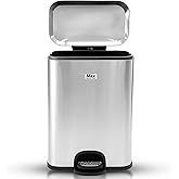 13 Gallon/50 L Trash Can with Lid - Rectangular Smudge-Resistant Kitchen Trash Can With Soft-Close Foot Pedal - Stainless Steel Garbage Can for Kitchen, Bathroom, or Office - Indoor and Outdoor Use