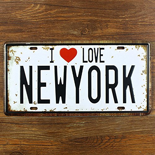 Easybuyerz VINTAGE RETRO WALL PLAQUE I LOVE NEW YORK METAL TIN SIGN KITCHEN LOUNGE HOME WALL PLAQUE