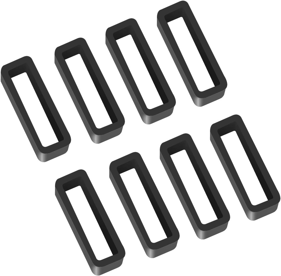 8 Pack Rubber Replacement Watch Band Strap Loops Silicone Watch Strap