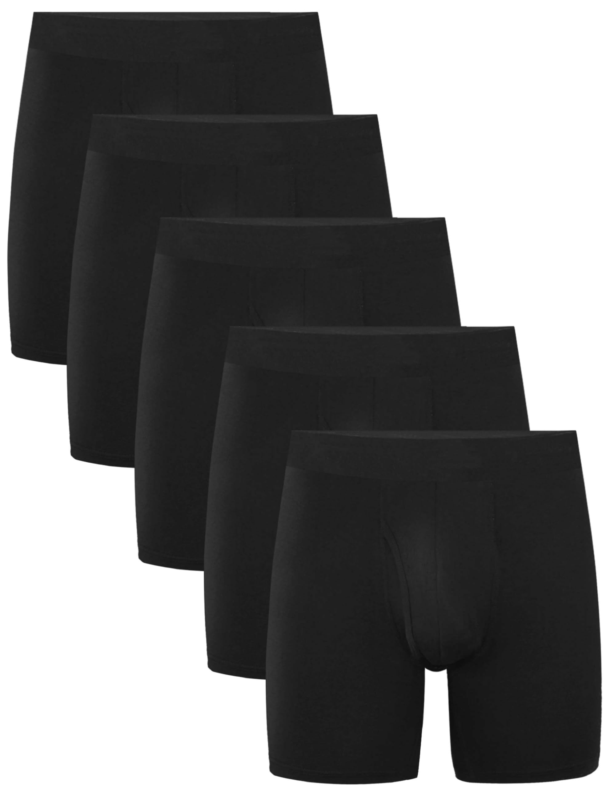Photo 1 of (PARTIAL SET) (BAGGED) Expertoftio Men's Underwear Viscose from Bamboo Mens Boxer Briefs 6 Inch, Moisture Wicking Underwear for Men Pack of 5, Anting Chafing, Fly, Breathable, All Black, XL