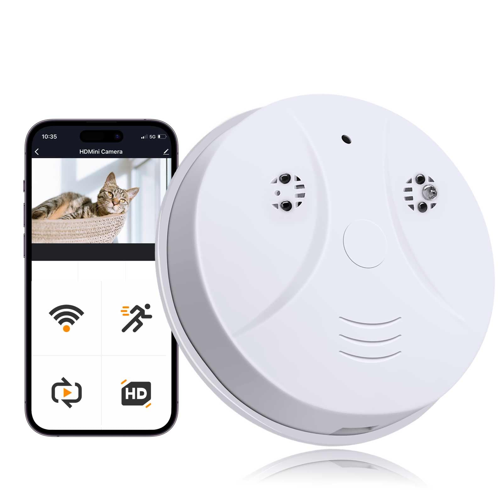 Photo 1 of WFULM 1080P HD Nanny Cam WiFi Surveillance Camera for Indoor Smoke Detector Camera with Motion Detection, Night Vision for Home Security