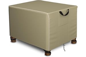 Velway Rectangle Patio Ottoman Cover - Waterproof Outdoor Furniture Cover for Side & End Table, Windproof Anti-UV Outdoor Ottoman Covers with Reflective Strips - 28" L x 22" W x 17" H, Camel