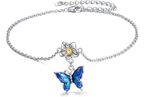 YAFEINI Anklet Bracelets for Women Girls Sterling Silver Hummingbird/Dragonfly/Butterfly Link Chain Anklets Jewelry Gifts