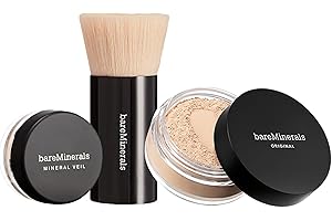 bareMinerals Original Get Started Kit, 3-Piece Makeup Set Includes Full-Sized Original Loose Mineral Foundation SPF 15, Travel-Sized Beautiful Finish Brush & Original Mineral Veil Setting Powder