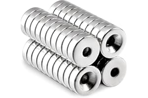MIN CI Strong Rare Earth Neodymium Magnets with Hole, 40 Pcs Heavy Duty Round Ring Small Magnet for Crafts Cabinets Indoor Outdoor Home Workshop Warehouse Door Office Used with Screws