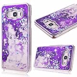 Galaxy Sky Case, J3/J3 V Case,Galaxy Sol Case,DAMONDY Cute 3D Moving Stars Bling Liquid Glitter Floating Flowing Ultra Clear Hard Cover Case for Galaxy J3/Express Prime/Amp Prime -purple