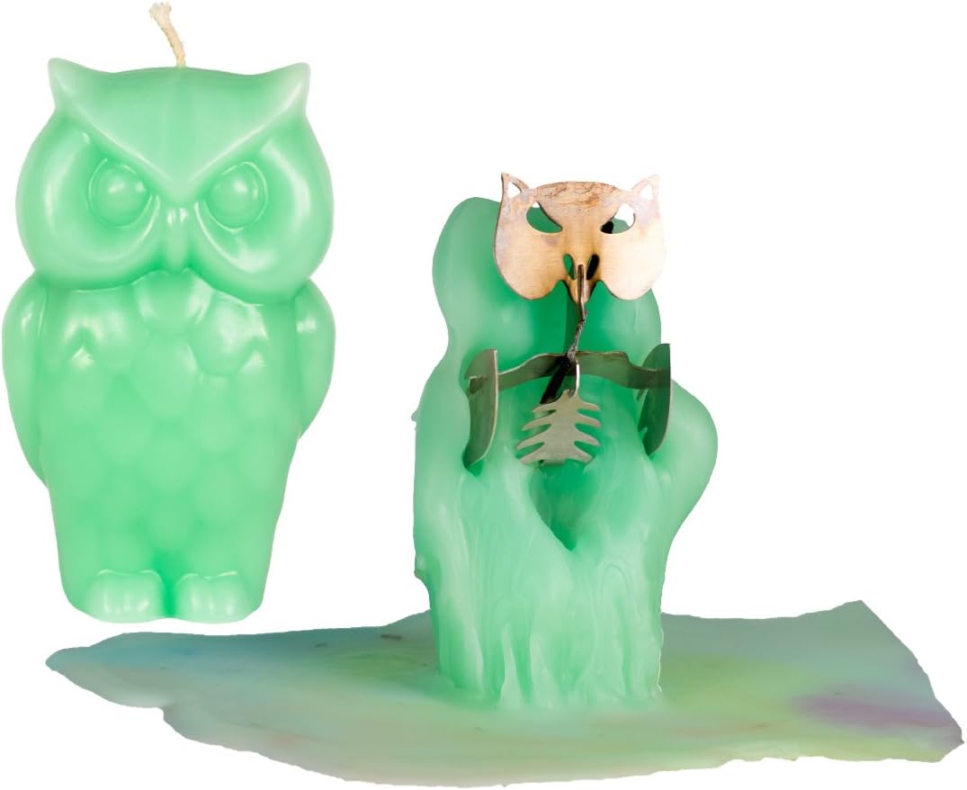 Owl Candle – Unscented – Skeleton Candles – Green