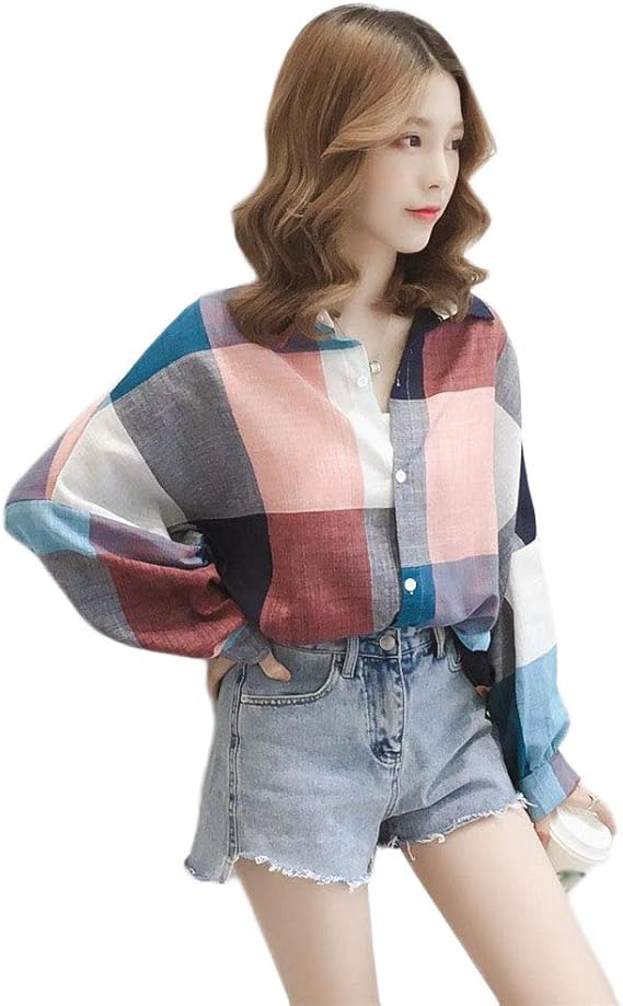 Amazon リングルー レディース ボレロ 長袖 シャツ カーディガン 薄手 トップス コート 立ち襟 夏 カットソー チェック柄 ファッション 紫外線防止 日焼け止め サイズ シンプル ブラウス シースルー カーディガン ボレロ 通販