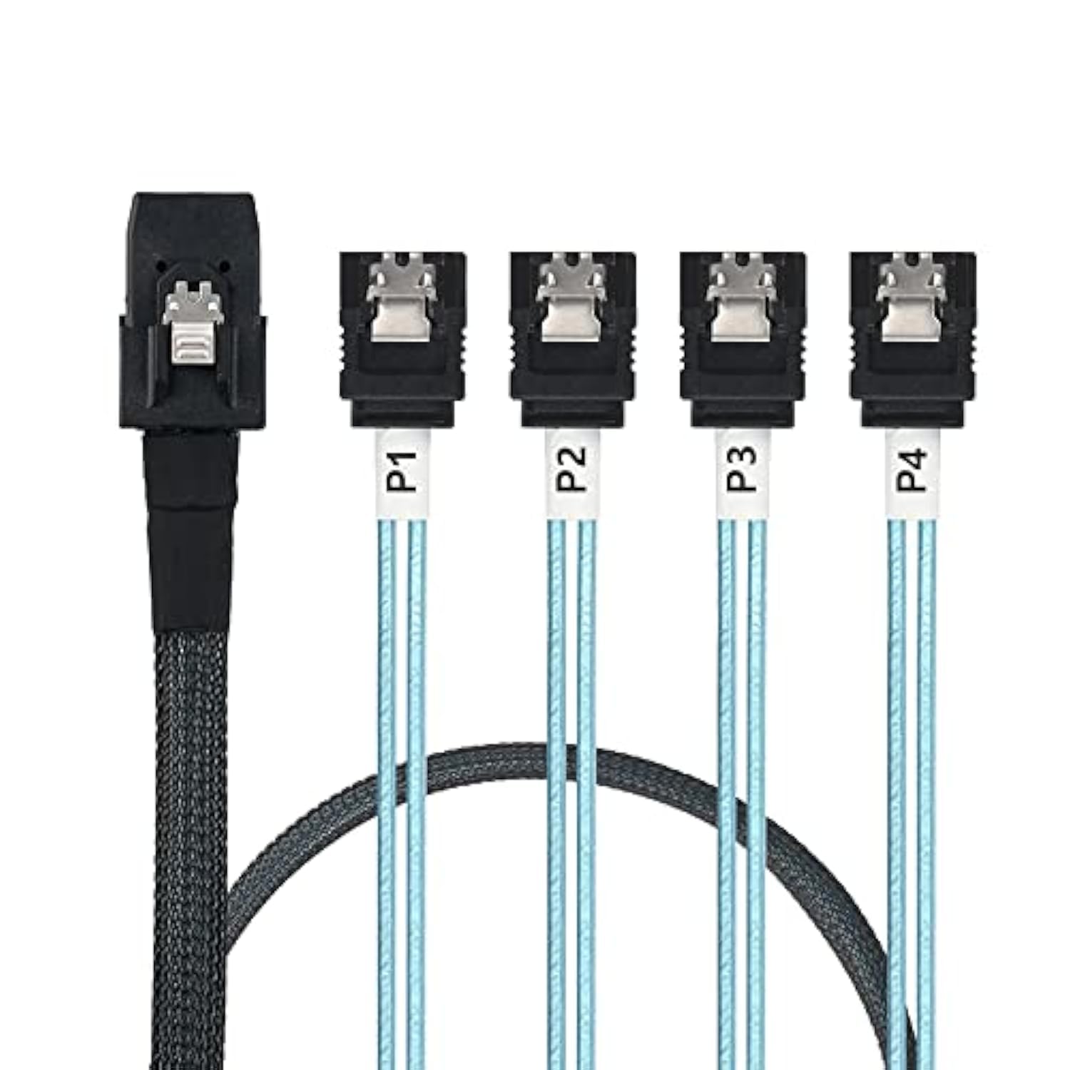 WLGQ Array Disk Cable Mini SAS 36Pin (SFF-8087) to 4 SATA 7Pin Cable, Mini SAS Host/Controller to 4 SATA Target/Backplane, 1M(3.3FT)
