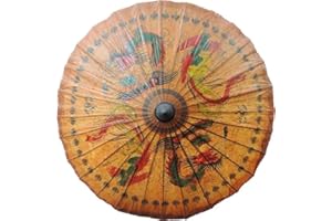 Bestage 33.5" Women's Mens Rainproof Handmade Oil Chinese Paper Umbrella Dragon and Phoenix Hand Painted Waterproof Paper Parasol for Parties Photography Costumes Decoration and Other Events