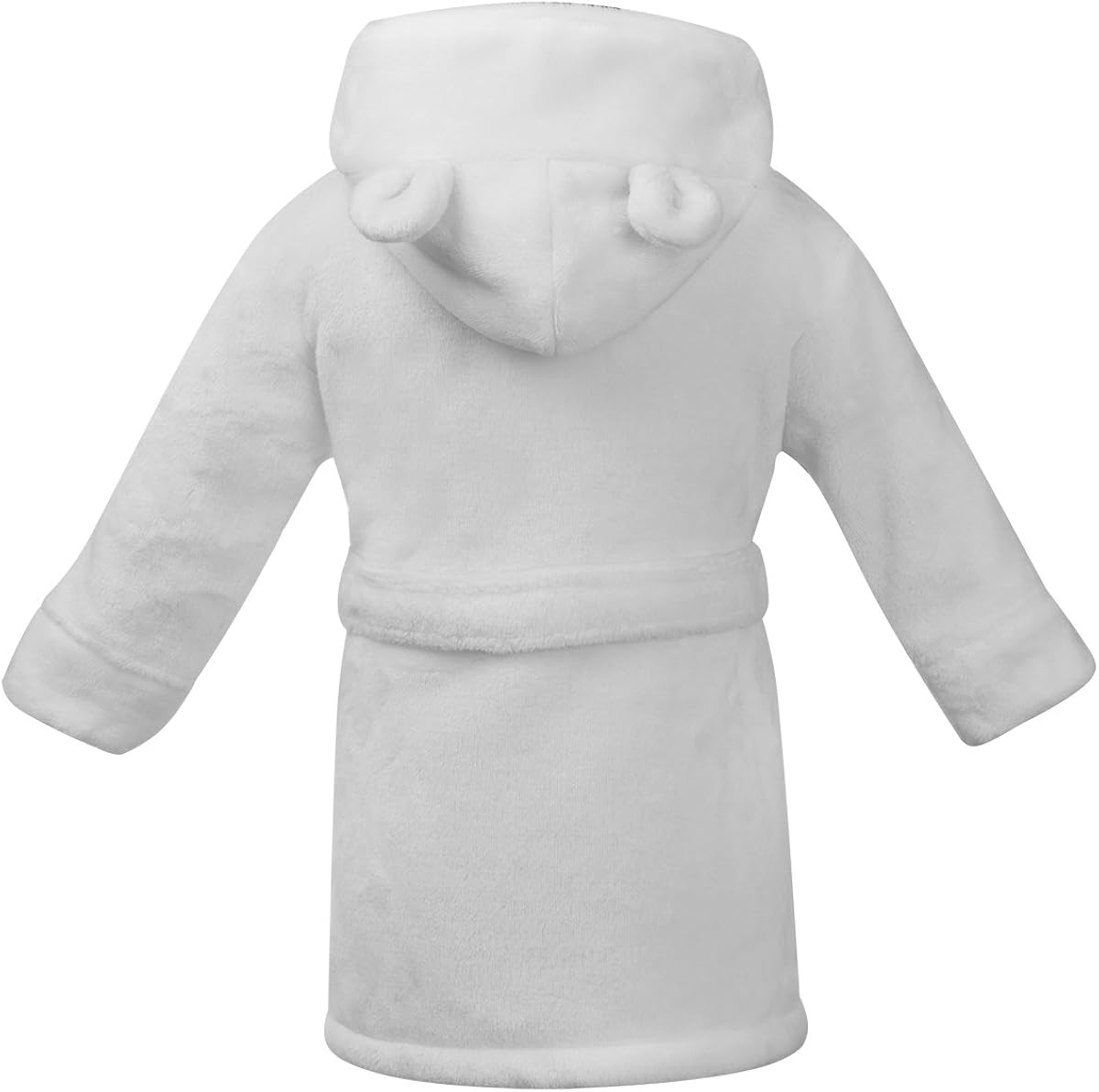 Baby Boys & Girls Unisex Dressing Gown (Ages 6-24 Months) Soft Plush Flannel Fleece Hooded Bath Robe (18-24 Months, White): Clothing