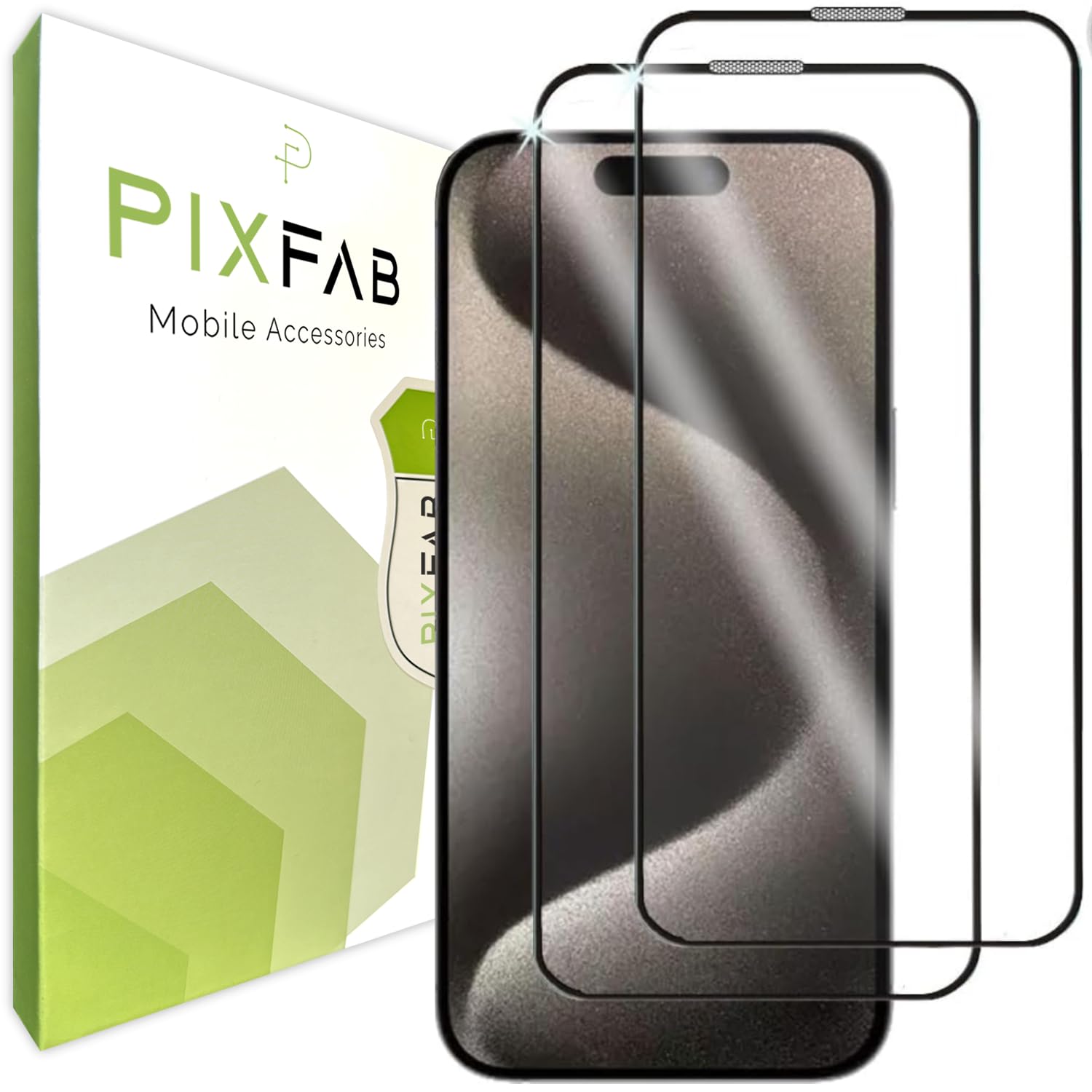 PIXFAB 3D Tempered Glass Screen Protector for iPhone 16 Pro, Clear Curved Full Screen 9H Hardness, [Durable] [Shatter Proof] And Scratch Resistant Screen Glass - [Pack of 2]