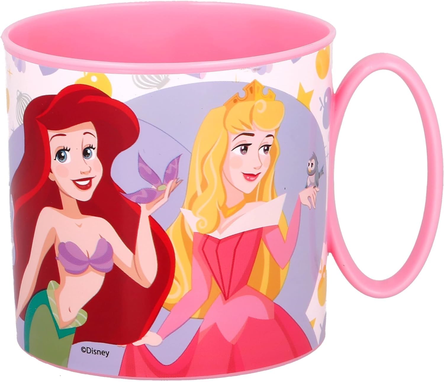 Golddunes Cartoon Kids Character Cute Mini Tiny Mug 265ML Drinking Re-Usable Plastic Cup Microwave Safe 7.5cm x 7.5cm (Pink Princess) — image 1