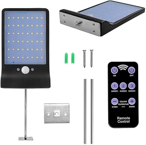 luz solar 48 led winsuny foco solar led exterior con control remoto 3 modos lamparas de pared ip65 impermeable luz de solar con sensor de movimiento