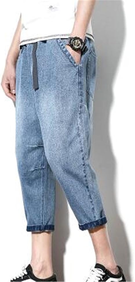 Amazon グードコ ジーンズ メンズ ハーレムパンツ デニムパンツ 七分丈 ウエストゴム ゆったり カジュアル ボトムス ファッション ジーンズ 通販