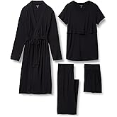 Amazon Essentials Women's Soft Modal Nursing Maternity Sleepwear Pajama Bundle, 4 Piece