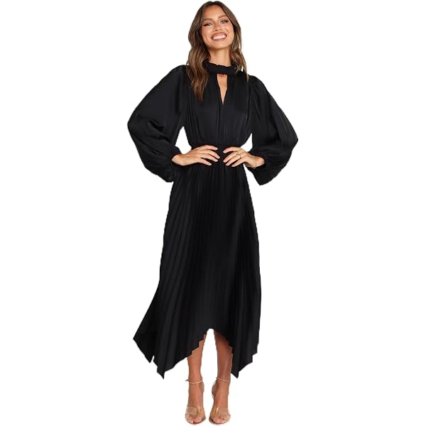 long sleeve dresses midi Ever-Pretty Pleated V-Neck 3/4 Sleeves Asymmetrical Hem Cocktail Dress