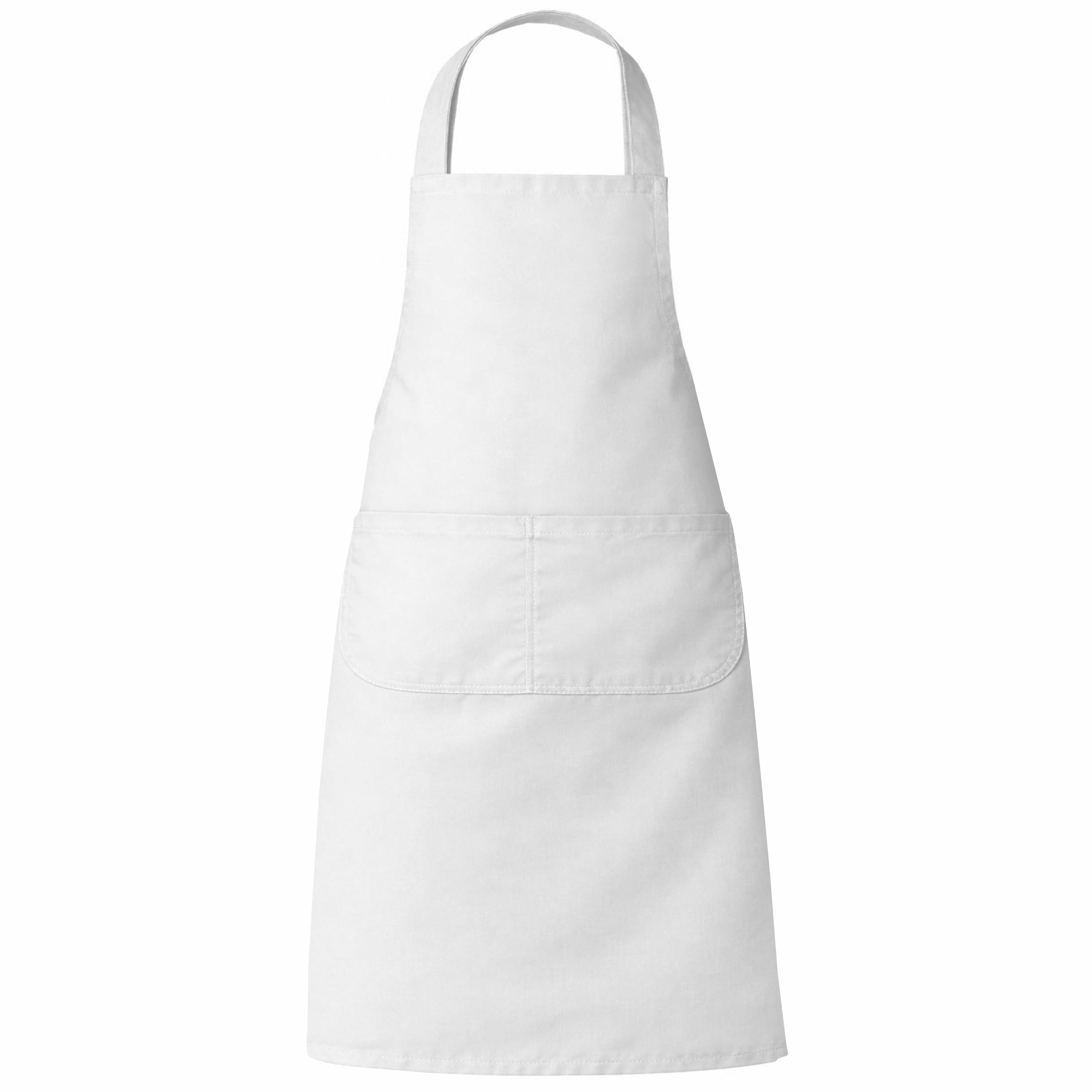 Clay Roberts Chefs Apron, White, Cooking and Baking Apron for Men and Women, Double Pockets, Kitchen Butchers Aprons, BBQ & Catering Bibs, Cooking Tabards