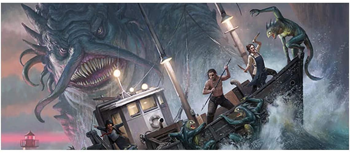Arkham Horror Under Dark Waves Board Game Expansion - New Locations, Investigators, and Terror! Cooperative Mystery Game, Ages 14+, 1-6 Players, 2-3 Hour Playtime, Made by Fantasy Flight Games