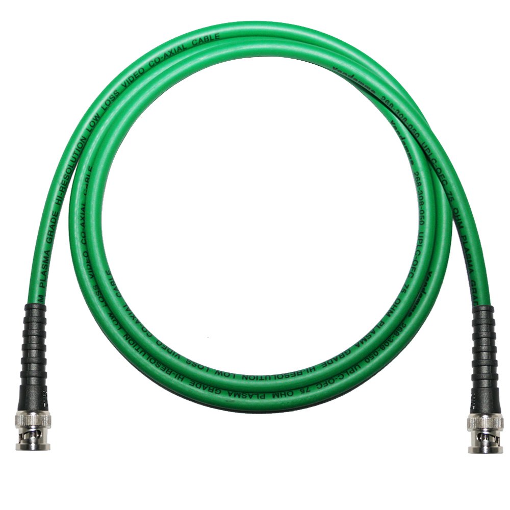 75 ohm BNC to BNC Lead. Van Damme Coaxial Cable. RG59, Video, CCTV, Word Clock (1.5m, Green)