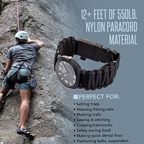 Paracord Survival Watch with FREE credit card knife by Camp Luna Lover