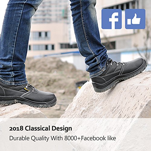 SAFETOE Men Steel Toe Cap Safety Shoes - L7222 Water Resistant Lightweight Leather Work Boots