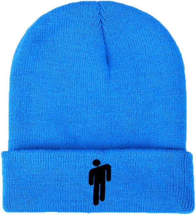 Billie Eilish Merch Hot Topic Logo Beanie Knit Hat Stretchy Cap for Men Women (Blue)