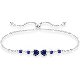 STARCHENIE Heart Bracelet for Women 925 Sterling Silver Birthstone Bracelet Adjustable Jewelry