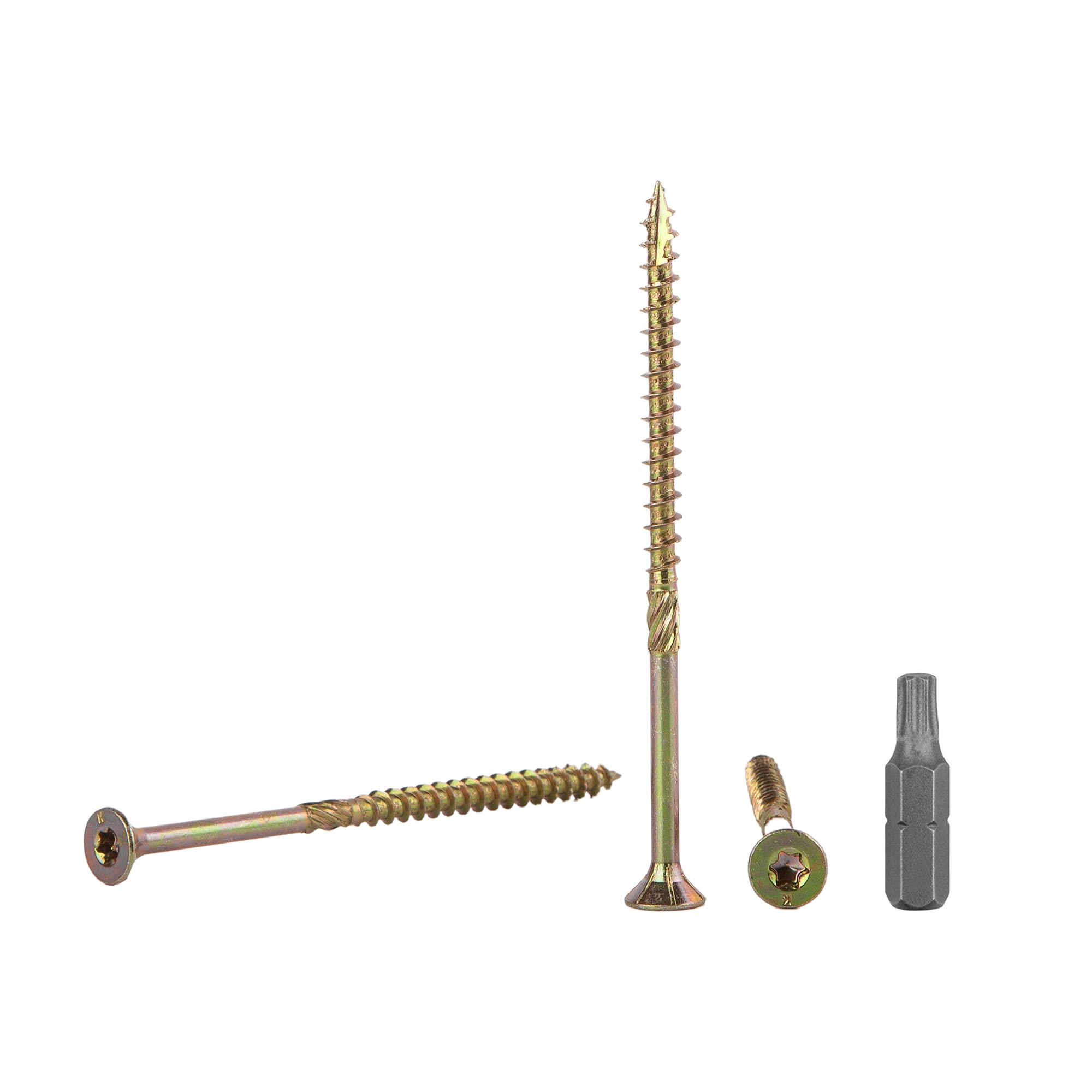 (Pack of 50 pcs) Yellow Zinc Plated Steel 5.0 x 90 mm Wood Screws, Torx Head, Type 17, Countersunk Head, Chipboard Screws (50, 5.0 x 90 mm)