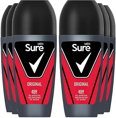 Sure Original Antiperspirant Roll On 50ml Pack of 6 48H Protection Men