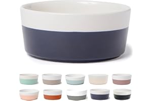 Waggo Dipper Ceramic Dog Bowl for Small and Large Breeds - Heavyweight and Durable Pet Food and Water Dish Crock, Dishwasher Safe, Modern (Midnight, Large)