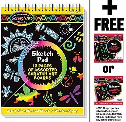 Melissa & Doug Scratch Art Sketch Pad Book + Free Scratch Art Mini-Pad Bundle