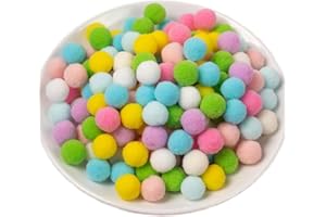 QIKAARA 500 Pieces Pom Poms Assorted Colors, 0.6 inch Small Craft Pompoms, Soft Fluffy Puff Balls for DIY Arts and Bulk Craft Making Decorations Supplies (Multicolor Series, 1.5 cm / 15 mm)