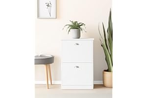 MIRROTOWEL Shoe Cabinet,Hidden Slim Narrow Shoe Rack Cabinet with 2 Drawers for Entryway, Foyer,Hallway,Bedroom,White