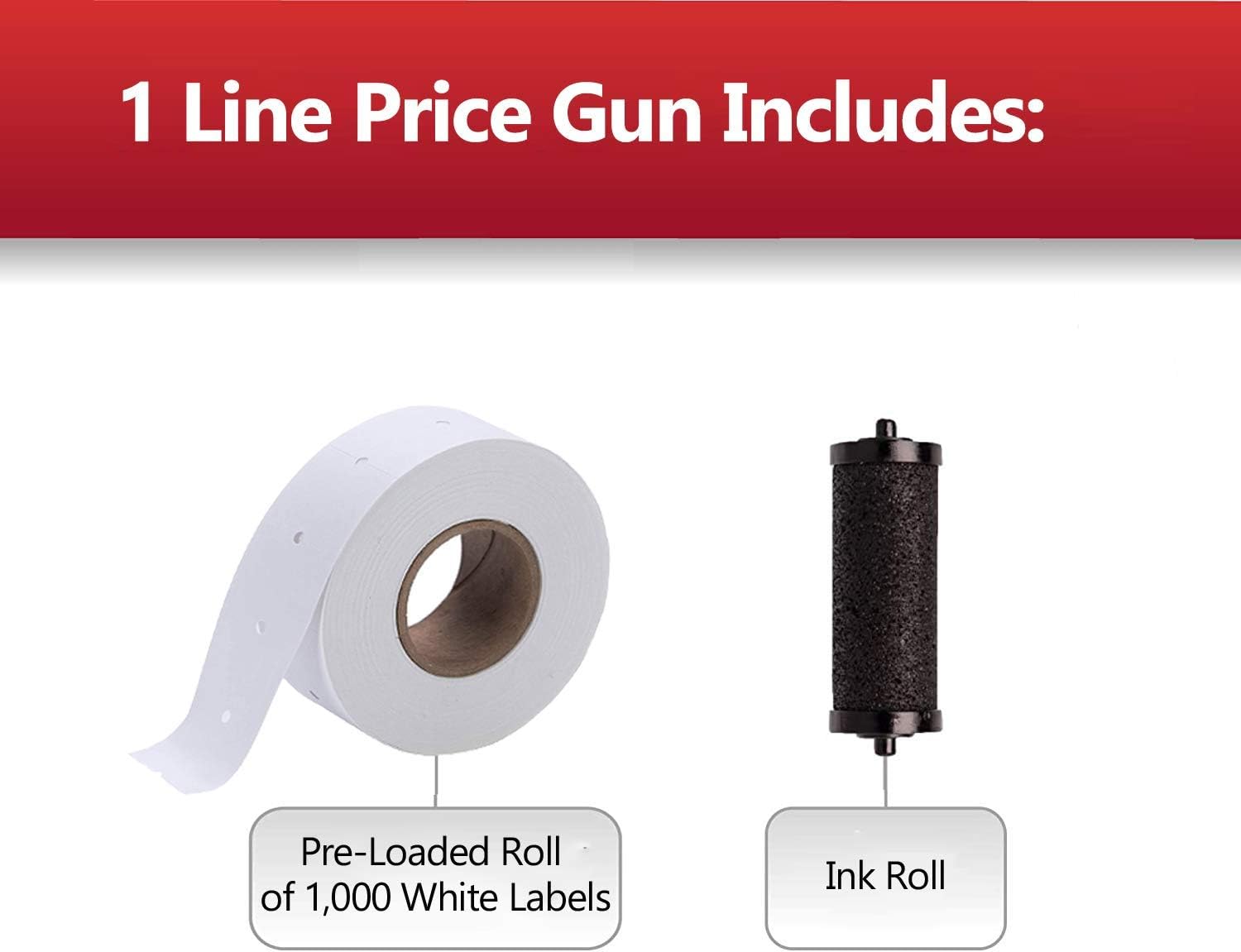Perco 1 Line Price Gun - Includes 1 Line Pricing Gun, Pre-Loaded Roll of 1, 000 White Labels and Ink Roll : Office Products