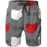 BBggyh Mens Oh-io State Gray Beach Pants Quick Dry Trunks Swim