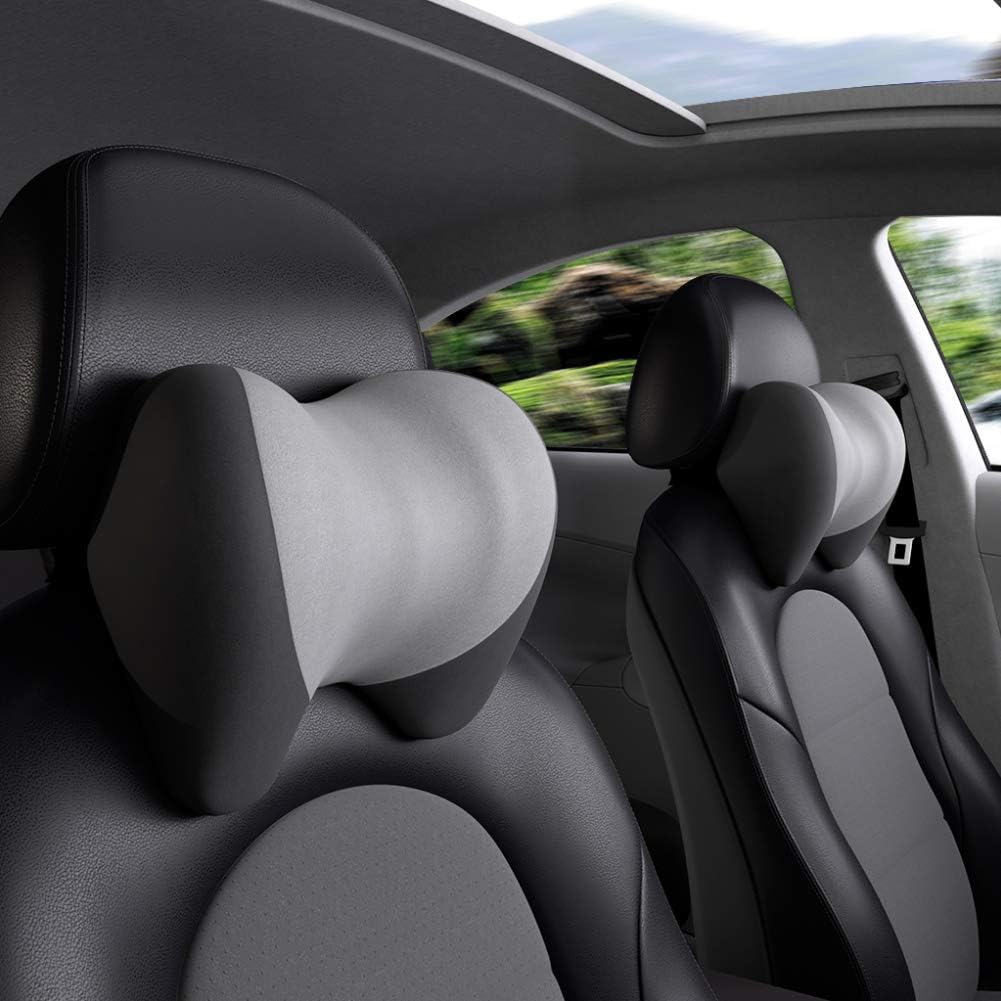 Amazon Tomoneed ネックパッド 車 首 クッション 低反発 ネックピロー ネッククッション 首枕 ゲーミングチェア 車中泊 ドライブ便利 旅行 運転 頚椎サポート 水洗える可 簡単取付 ブラック グレー ネックパッド 車 バイク