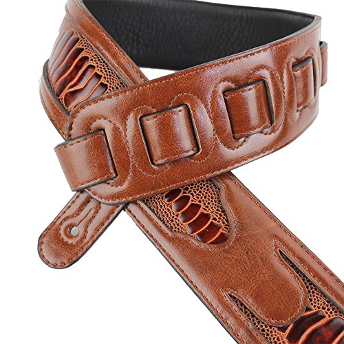 Walker & Williams GC-19 Mahogany Brown Padded Guitar Strap with Armadillo Inserts