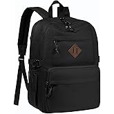Kasqo Backpack for School, 20l Large Schoolbag for Teens Boys Girls Water-Resistant Lightweight Bookbag Casual Daypack for Men Women College Travel Work Black