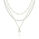 MJartoria Pearl Necklaces for Women, Dainty Layered Pearl Necklace Choker Trendy Jewelry Gifts for Wedding Birthdays Daily We