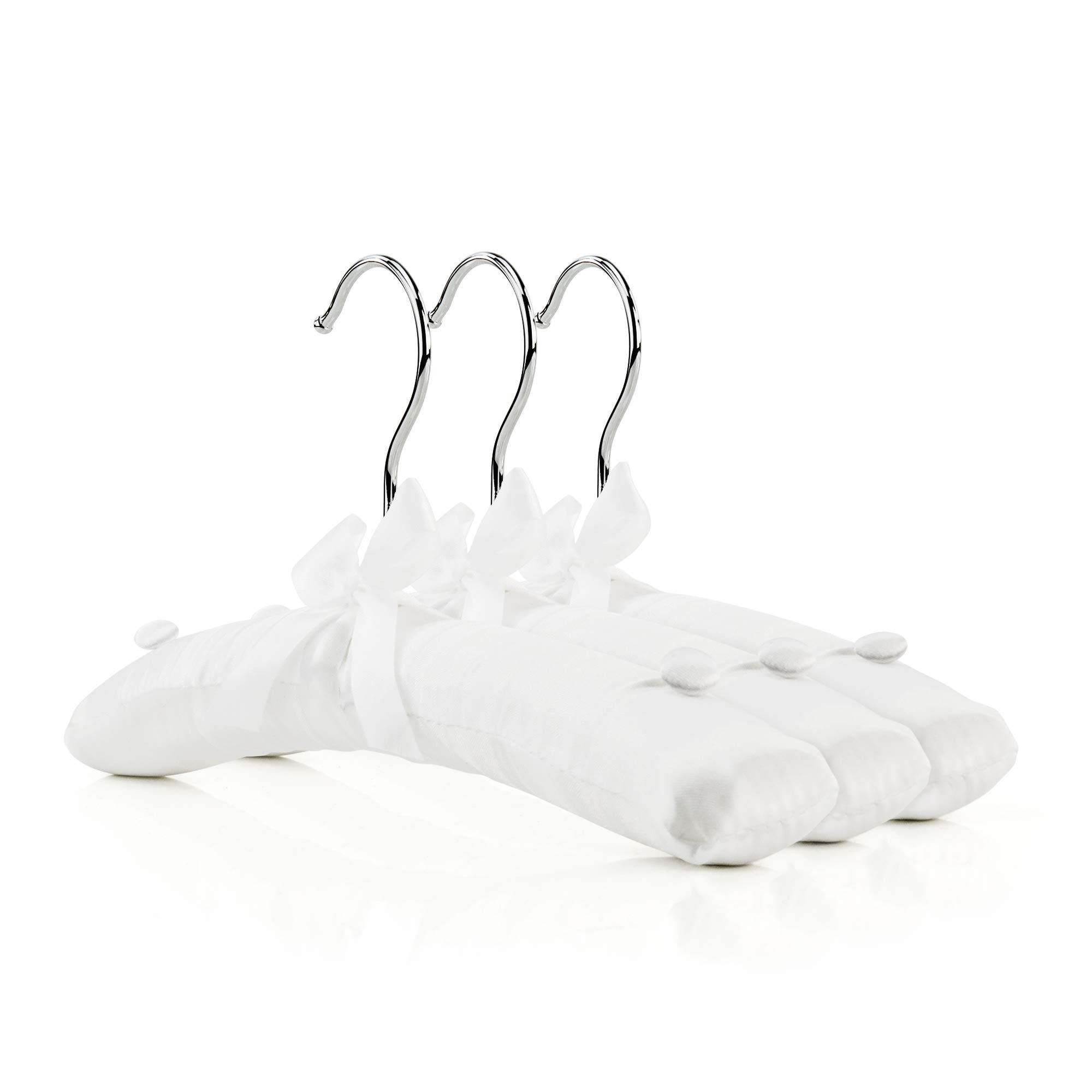 HANGERWORLD 3 Childrens White Satin Padded 30cm Coat Clothes Top Garment Hangers Baby Toddler