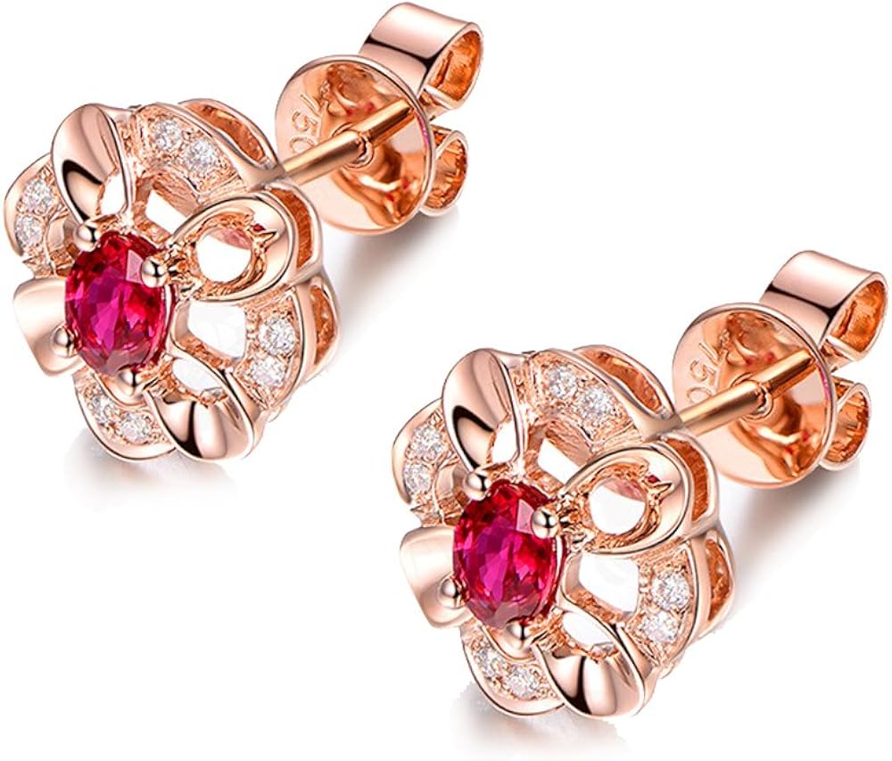 Amazon.com: Ruby Stud Earring 0.5ct Oval Cut Solid 14k Rose Gold Women