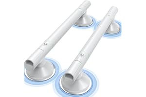 ASLUCO Grab Bars for Bathtubs and Showers, 2 Pack 17.7 inch Shower Handles for Elderly, 3mm Thickened TPE Material Strong Suction Cup, Shower Handicap Grab Bars for Seniors Bathroom Bath Tub Toilet - White