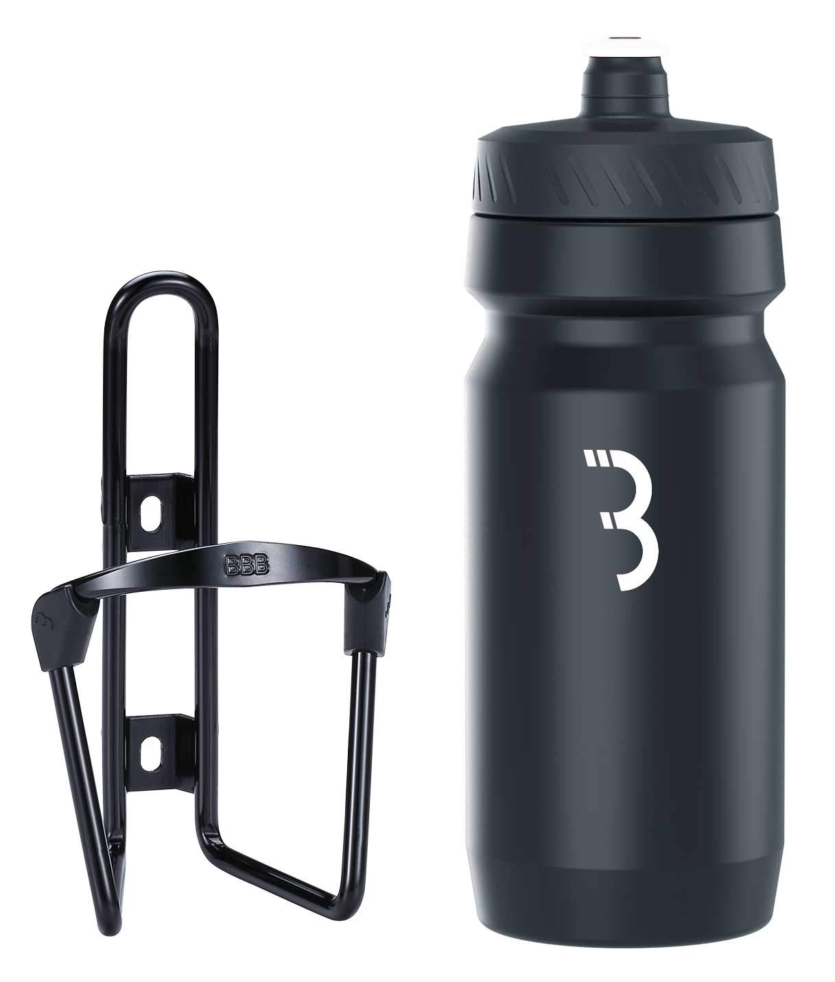 BBB Cycling FuelTank And CompTank Bike Bottle Holder With BPA-free Water Bottle - Universal Fit 550ml - BBC-03C, Black / Black White