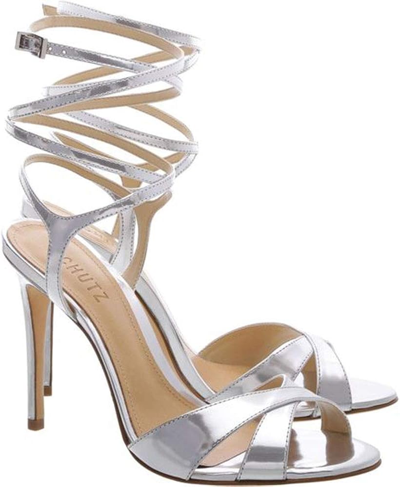 silver ankle wrap heels