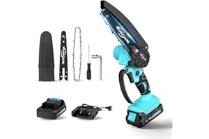 YARDCARE 6 Inch Mini Chainsaw for Easy Tree Pruning and Firewood Cutting, Cordless Electric Saw with Battery and Charger, Ide